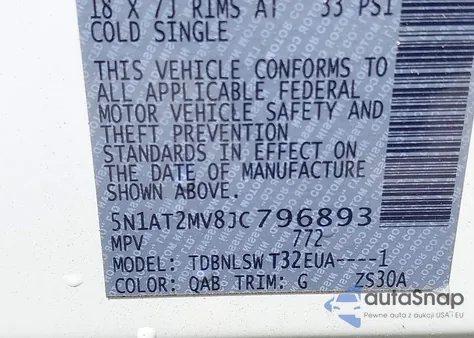 2018 Nissan Rogue Sl из США, поврежденный, VIN 5N1AT2MV8JC796893